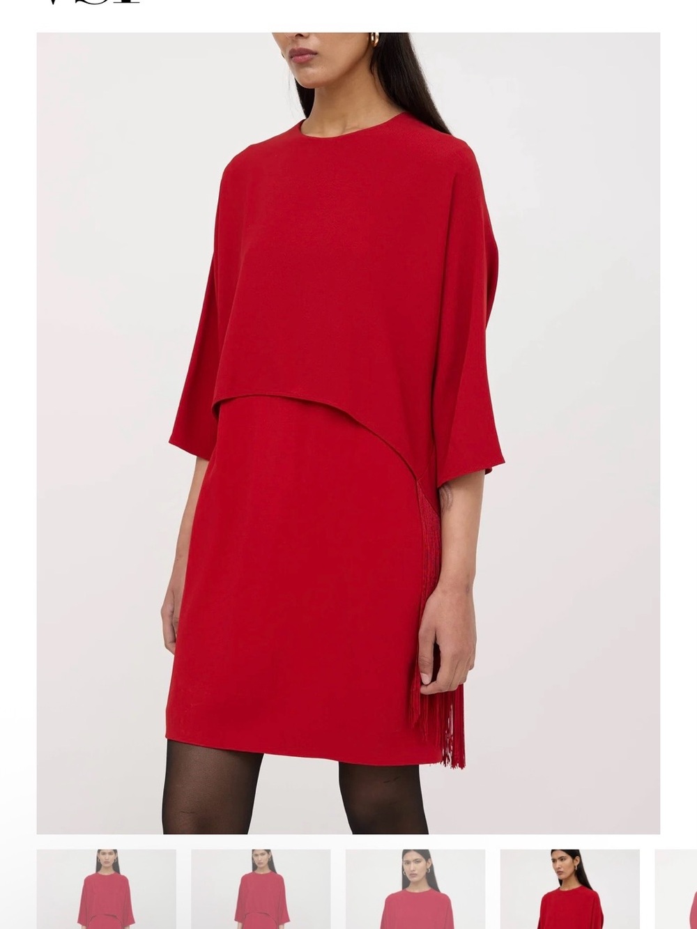 Stella McCartney Georgia Fringed Cady Dress in Red Sz 42